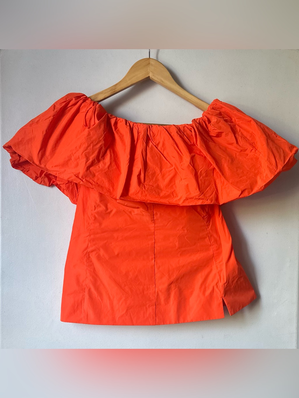 Cos Bright Orange Off-Shoulder Ruffle Top